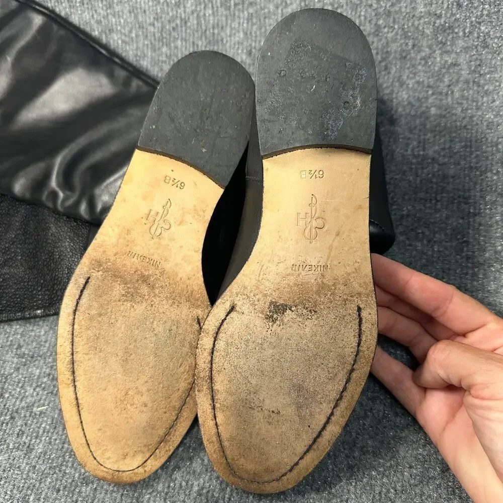 Cole Haan Women's Nke Air Oleanna Boots Pebbled Leather Tall Equestrian Flat 6.5